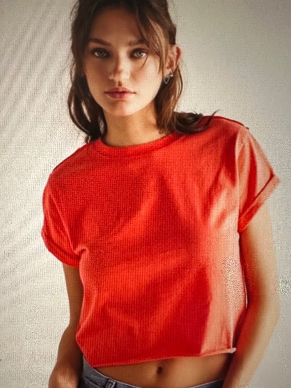 FREE PEOPLE, WE THE FREE ORANGE CROP TEE TOP. NWOT.